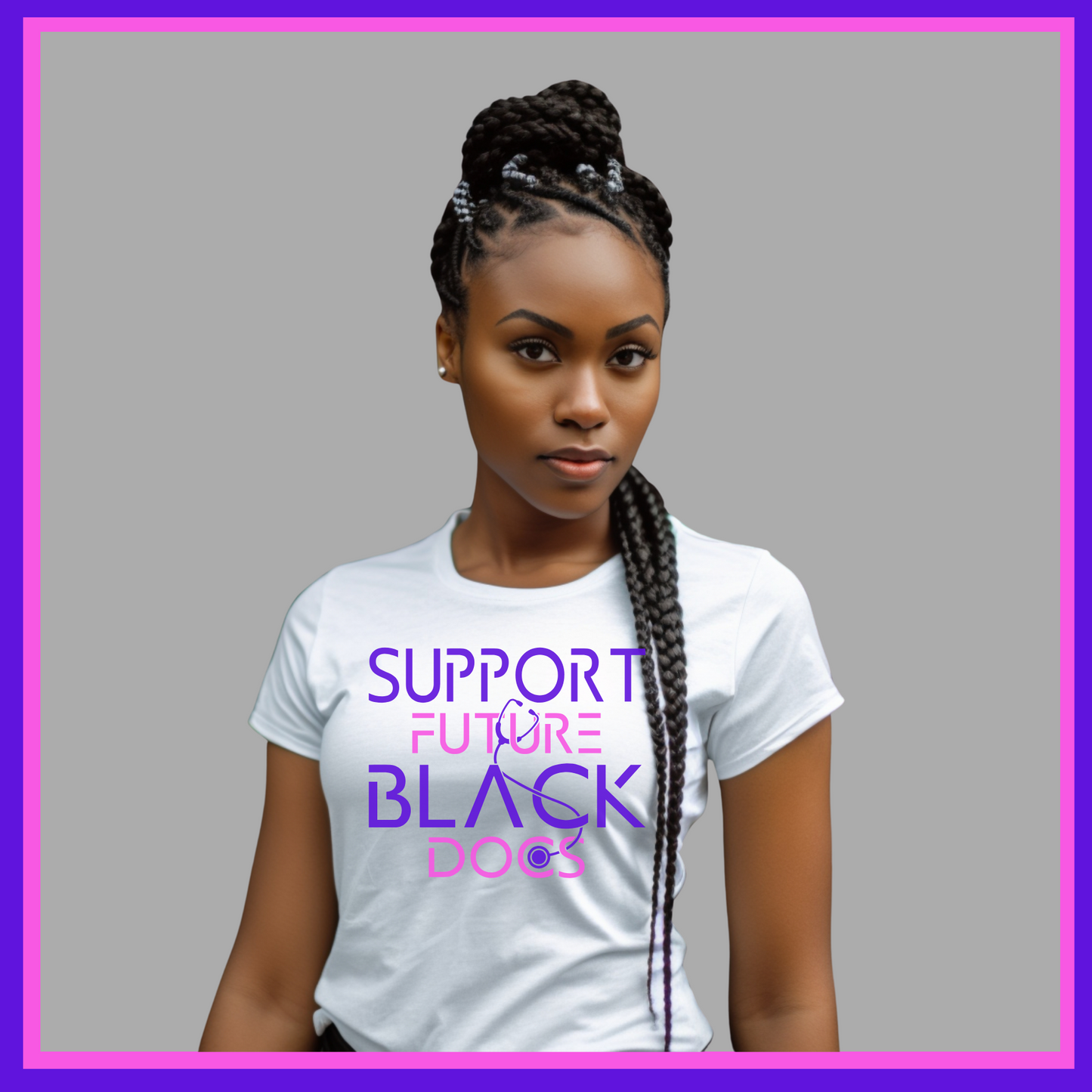 White T-Shirt featuring Support Future Black Doctors design, supporting the future success of aspiring black medical professionals.