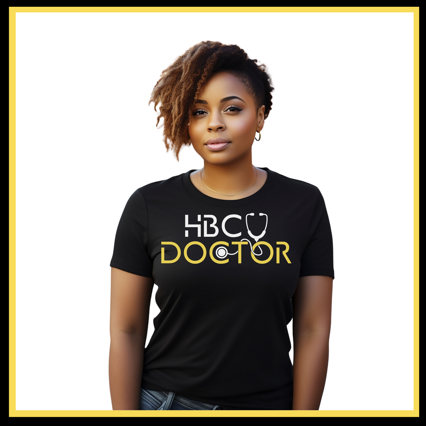 Black T-Shirt with HBCU Doctor design, perfect for showcasing pride in Historically Black Colleges and Universities.