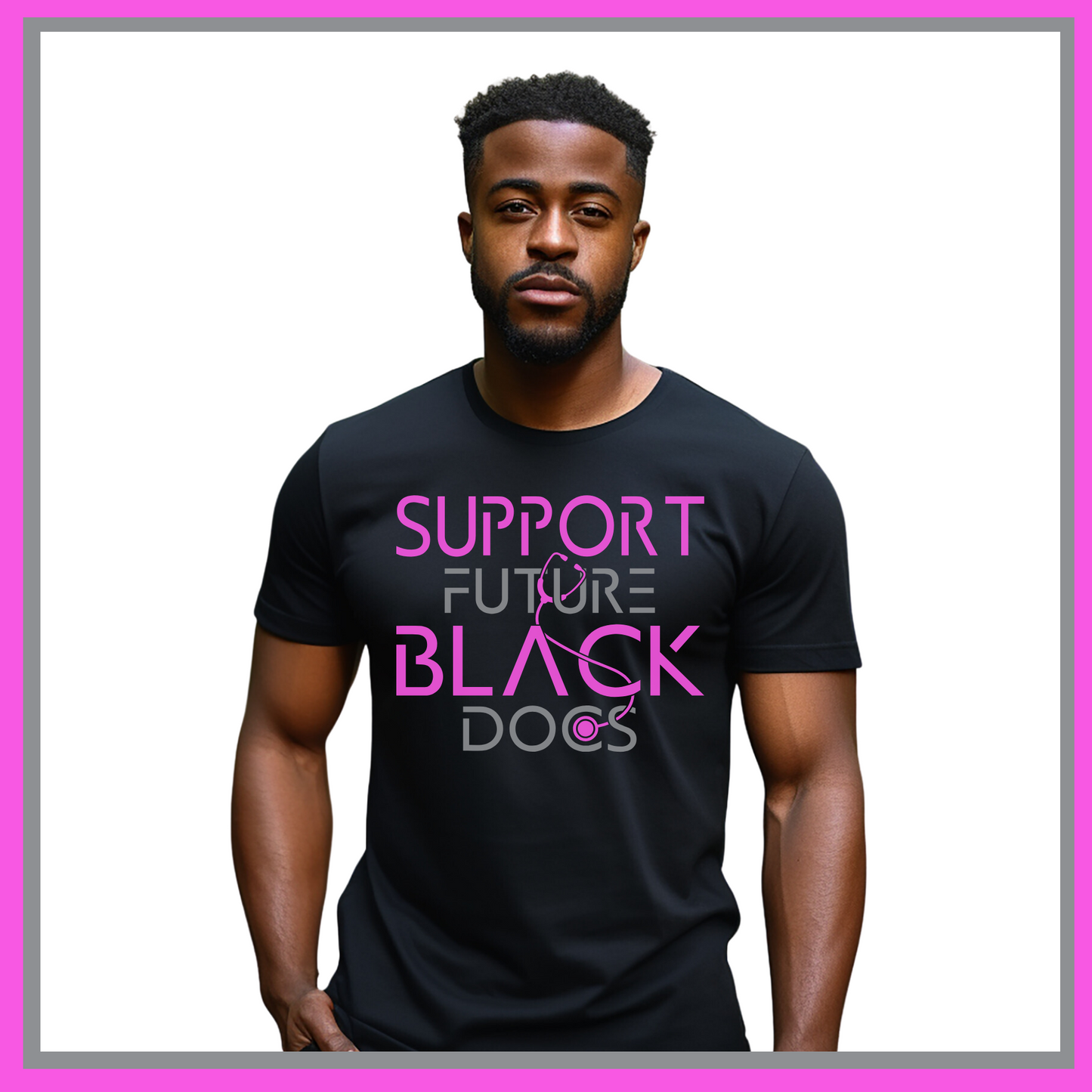 Black T-Shirt featuring Support Future Black Doctors design, supporting the future success of aspiring black medical professionals.