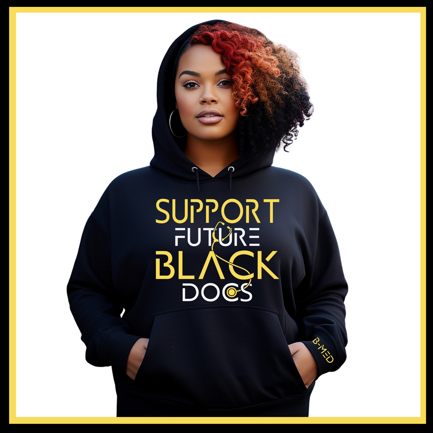 Support Future Black Doctors Hoodie- Black