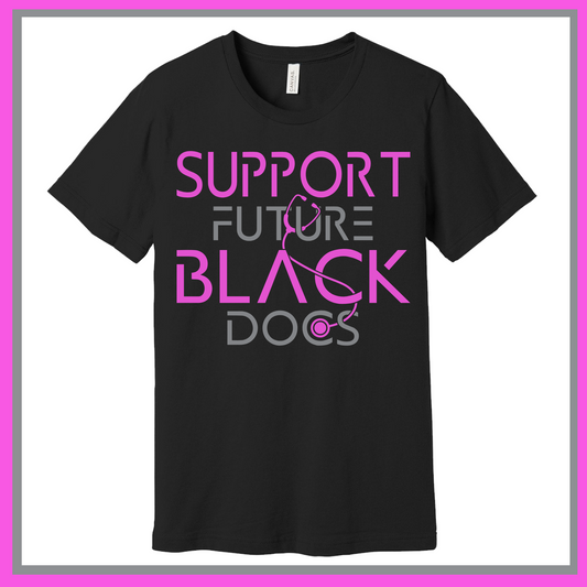 Black T-Shirt featuring Support Future Black Doctors design, supporting the future success of aspiring black medical professionals.