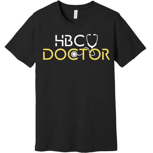 Black T-Shirt with HBCU Doctor design, perfect for showcasing pride in Historically Black Colleges and Universities.