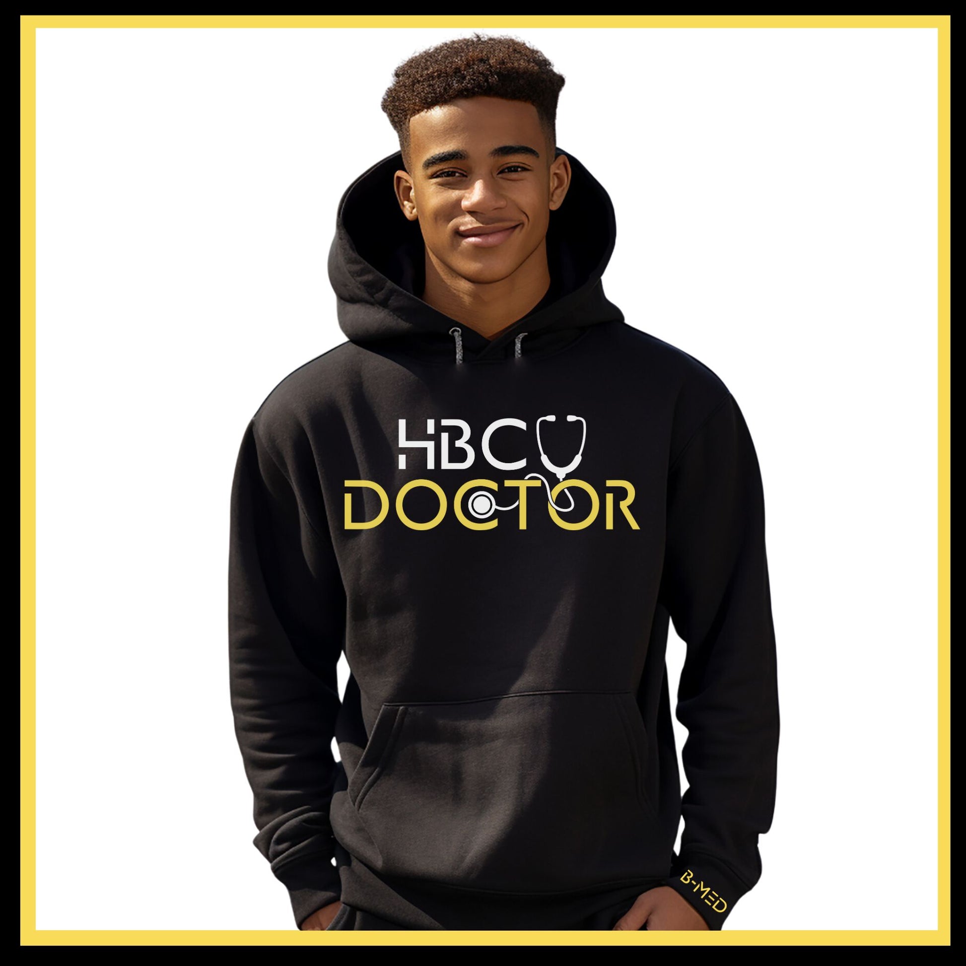 Black Hoodie featuring HBCU Doctor design, perfect for showcasing pride in Historically Black Colleges and Universities.