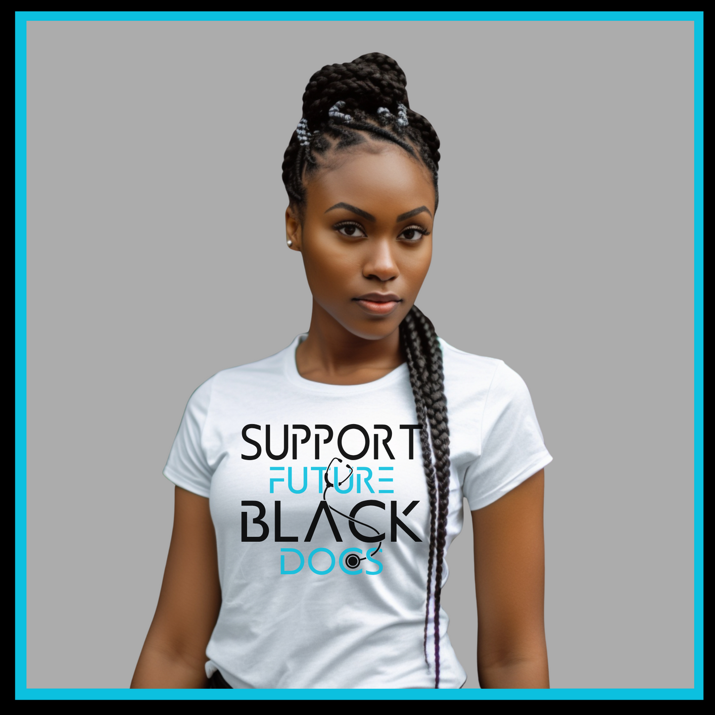 White T-Shirt featuring Support Future Black Doctors design, supporting the future success of aspiring black medical professionals.