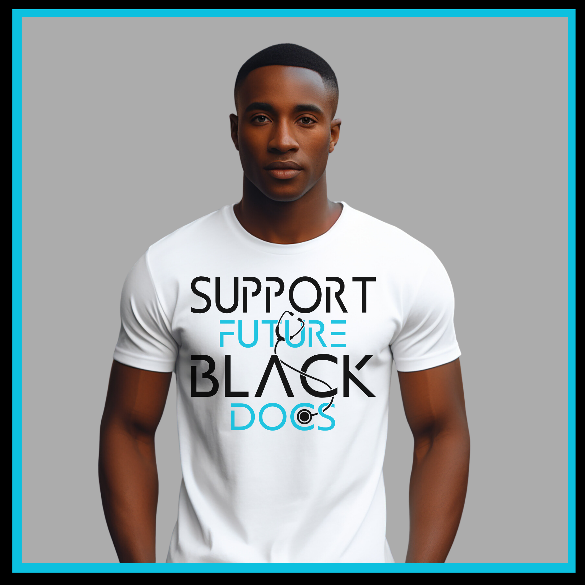 White T-Shirt featuring Support Future Black Doctors design, supporting the future success of aspiring black medical professionals.