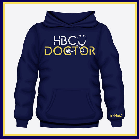 Navy Blue Hoodie featuring HBCU Doctor design, perfect for showcasing pride in Historically Black Colleges and Universities.