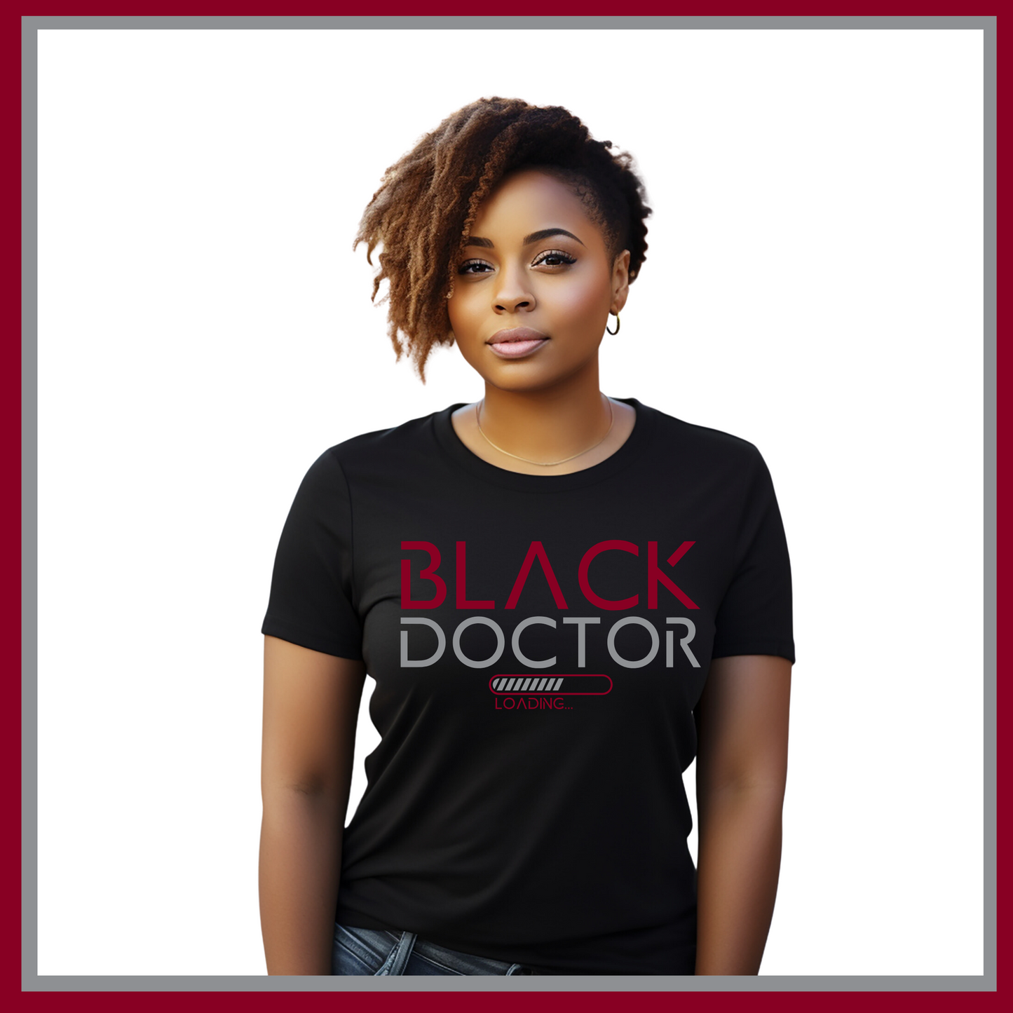 Black T-Shirt showcasing Black Doctor Loading design, advocating for diversity in the medical profession and inspiring future doctors.