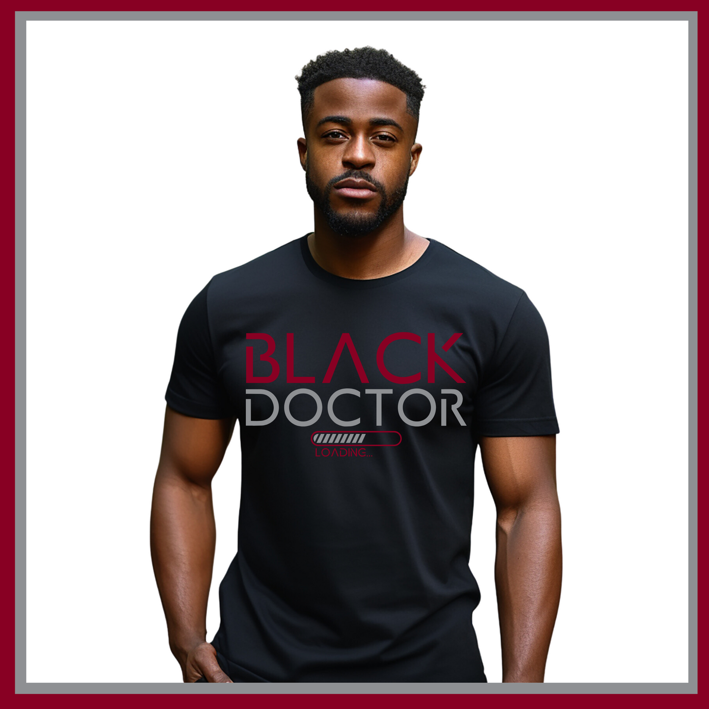 Black T-Shirt showcasing Black Doctor Loading design, advocating for diversity in the medical profession and inspiring future doctors.