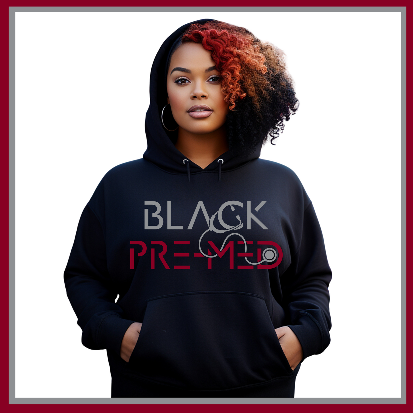 Black Hoodie with Black Pre-Med design, ideal for aspiring medical professionals passionate about their journey to medical school.