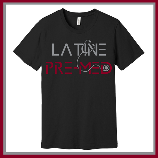Black T-Shirt with Latine Doctor Loading design, representing the aspirations of Latinx individuals pursuing a career in medicine.
